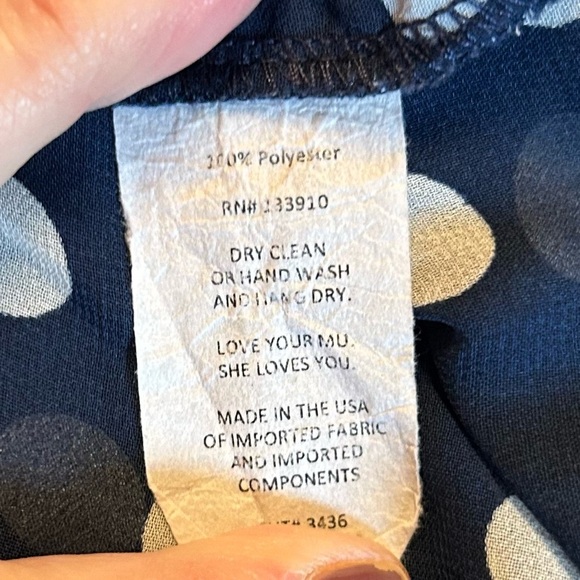 Show Me Your Mumu Alicia Tunic Button Down Shirt SZ Medium Navy Polka Dot Sheer - Picture 8 of 8